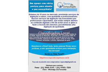 Serviços de Digitação Online para todo o Brasil