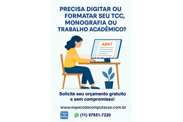 Digitação ou Formatação ABNT de TCC, monografia